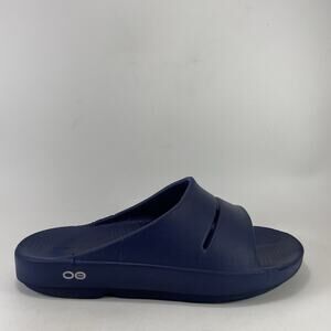 Oofos OOahh Slide Sandals Mens 8 Navy Blue Foam Recovery Comfort, Womens 10
